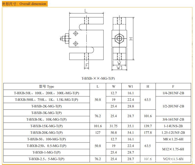 Drawing of T-BXB-××-MG-T(P)