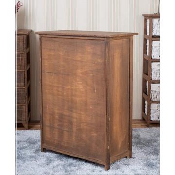 Antique storage wood cabinet with 3 wicker drawers