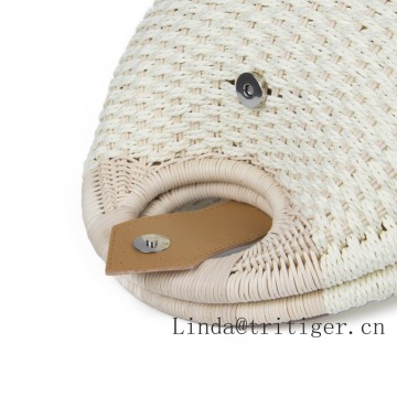 Wholesale Cheap woven rattan Handbags White Handmade Straw Wicker Shell Clutch Bags