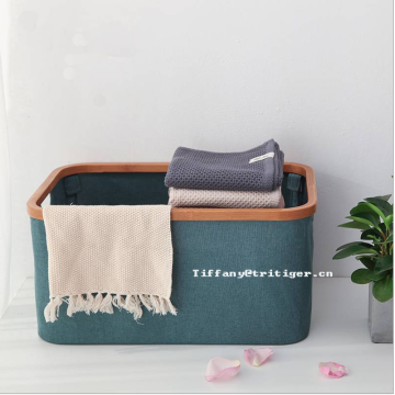 Home organizer bamboo frame oxford material laundry basket