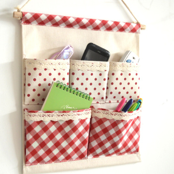 Linen Cotton Fabric 5 Pockets Wall Hold Pocket Household Back Door Pouch