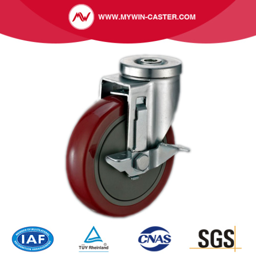 Side Braked Hollow Swivel Style PU Industrial Casters