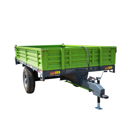 Farm transporting hydraulic single axle tipping dump trailer