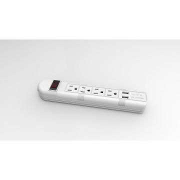 Four way UL extension socket with USB
