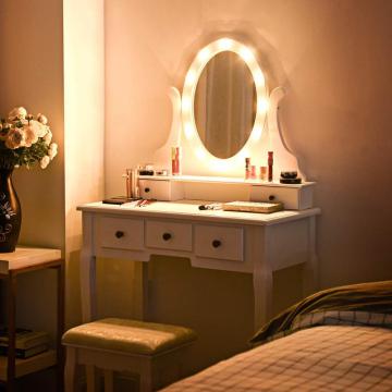 Muti-Functional Wooden Writing Desk LED light vanity dressing table