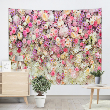Pink Flower Group Tapestry Wall Hanging Rose Wall Tapestry Nature Elegant for Livingroom Bedroom Dorm Home Decor