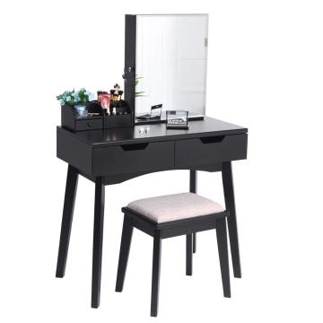 Wooden Mirrored Makeup Vanity Desk Cabinet Dresser with Makeup