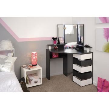 New designs simple white dressing table mirror with drawer