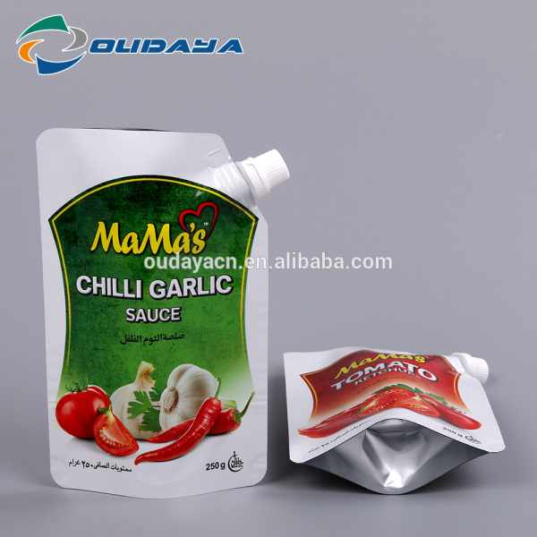 Custom Designed Chilli Garlic Sauce Packaging with Spout