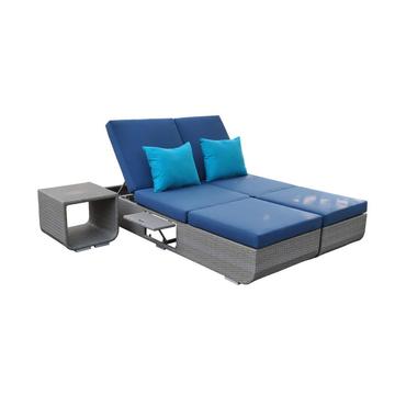 leisure UV-resistant blue rattan weaving sun bed