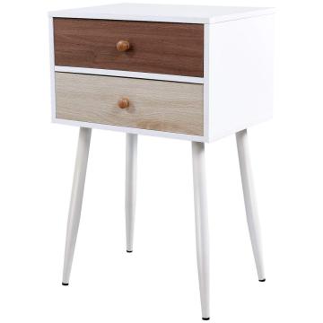 White wooden living side table nightstand 2 drawers