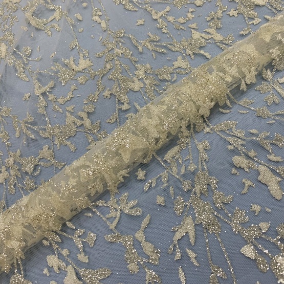 Ivory Floral Glitter Lace