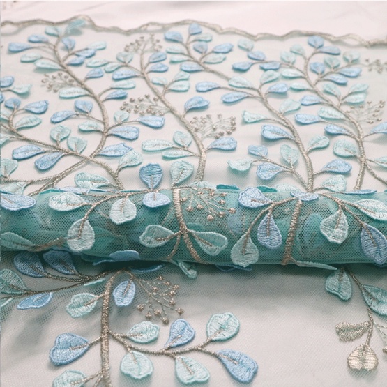 Mint African lace Fabric Layser Embroidery Lace