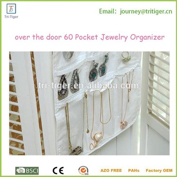 37-Pocket Fabric Hanging Accessories and clear plastic Jewelry Organizer
