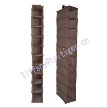 Brown black color Wardrobe Clothes Storage 10 Shelf hanging closet organizer