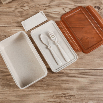 Eco-friendly Wheat Straw Plastic Kids Lunch Box Cutlery