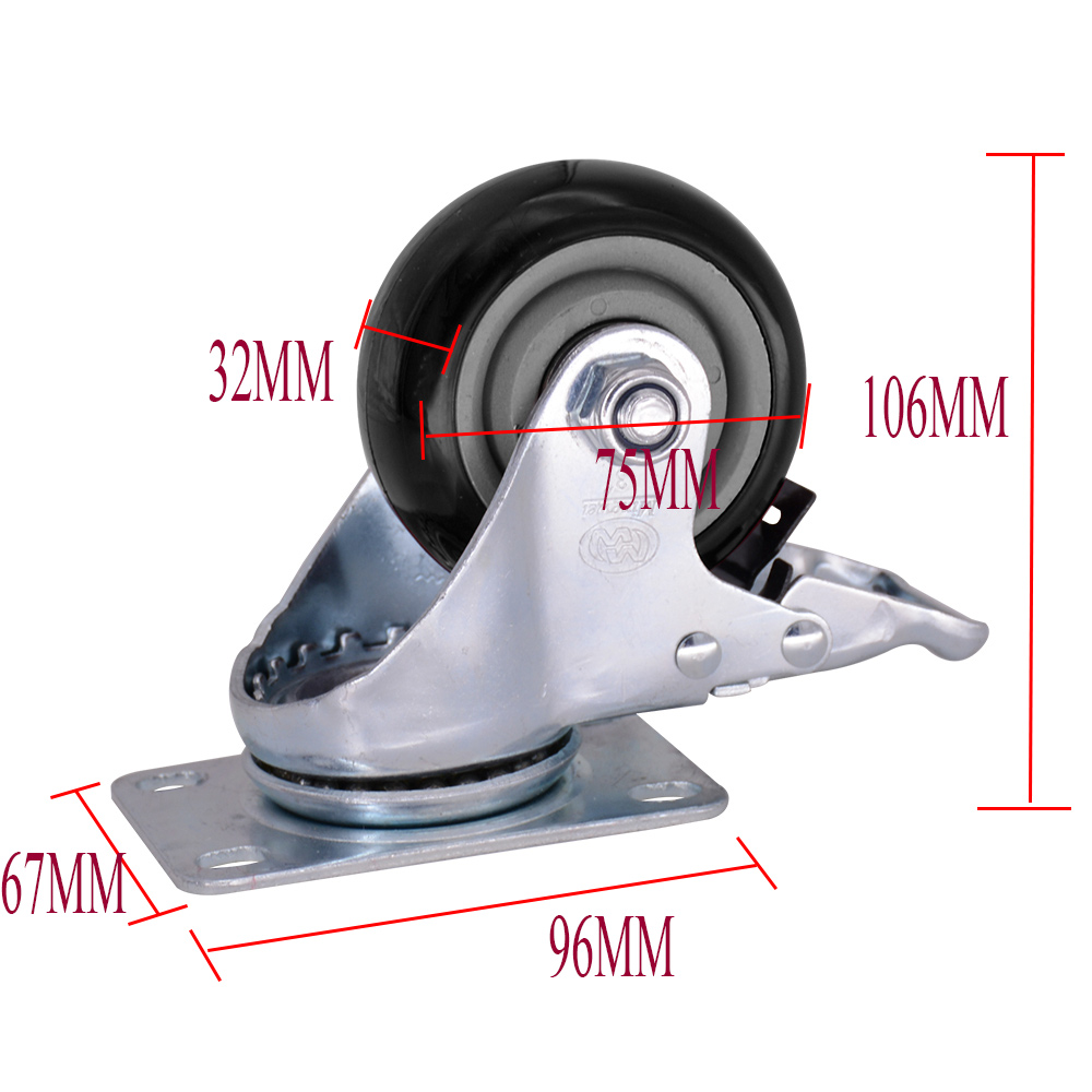 3 Inch Pvc Caster With Brake