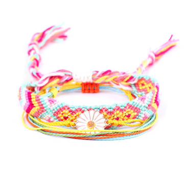 Waterproof String Sunflower Charm Bracelet Handmade Woven Friendship Bracelets for women