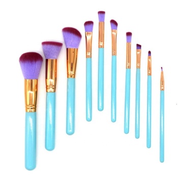 Professional Blue Makeup Brush Set 10 Pcs