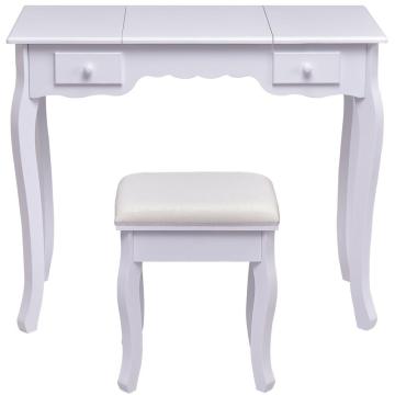 Modern writing desk Foldable White dresser with mirror
