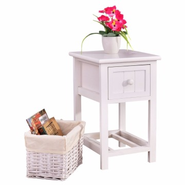 Night Stand 2 Layer 1 Drawer Bedside End Table Organizer Bedroom Wood with Basket1
