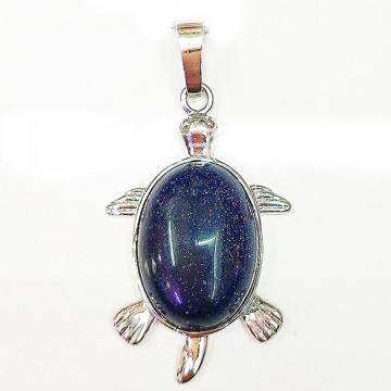 Silver Natural Gemstone Tortoise Charms Pendant for women men jewelry necklace