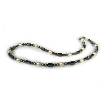 Hematite Glass Pearl Necklace