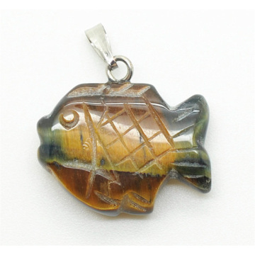 fish Shape Yellow Tiger eye pendant