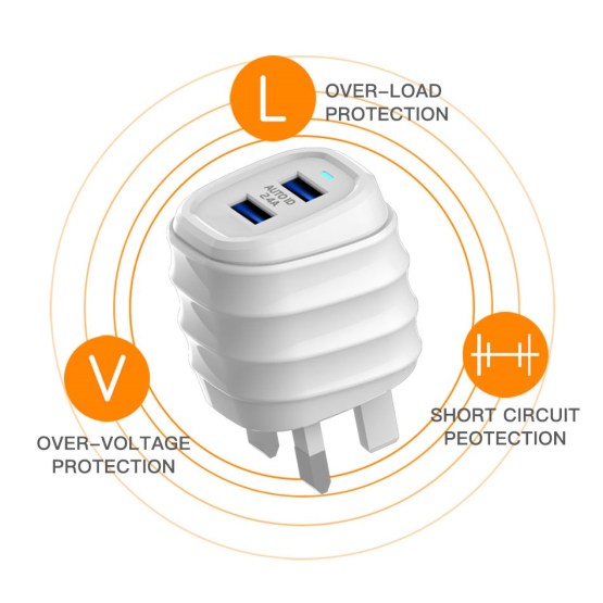 Dual Port Mobile Phone Charger USB Wall Charger