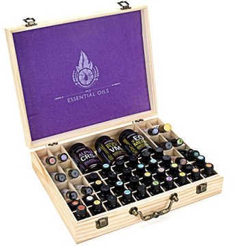 Storage Case Handle Holds 68 Bottles Roller Balls Essential Oil Wooden Box