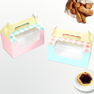 Paper cupcake box holds 2 with handle