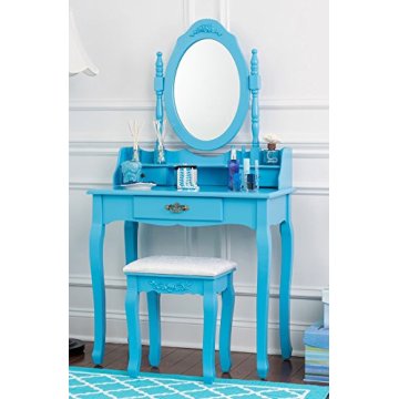Vanity Table Set Wooden Dressing Table with Single Mirror