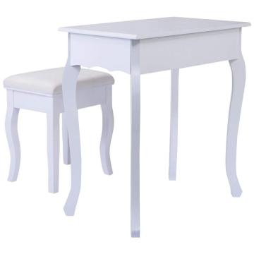 Vanity Table Jewelry Makeup Desk Bench Dresser w/ Stool  Drawers White