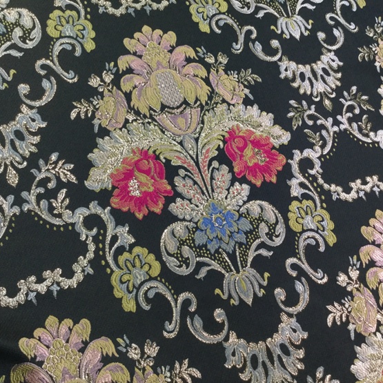 Black Flower Jacquard Brocaed Fabric for Dress