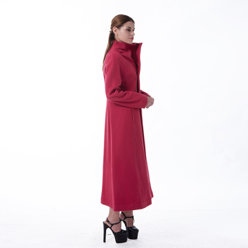 Fashion long red cashmere overcoat with collar
