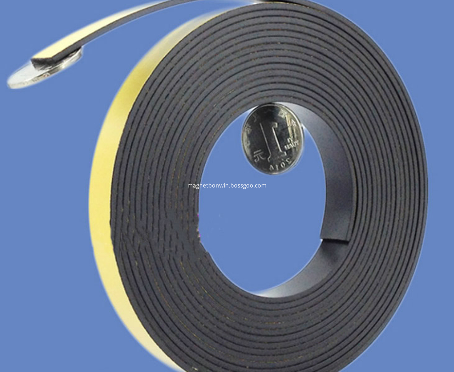 Rubber magnet strip with adhesive