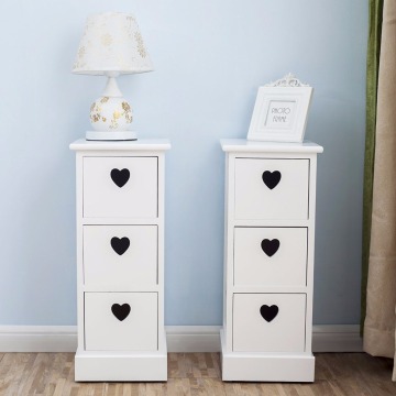 3 Drawers Elegant Heart Shape Pair of white Bedside Tables
 Pair of Bedside Tables White Chest of 3 Drawers Elegant Heart Shape