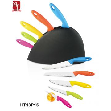 knife set with plastic block