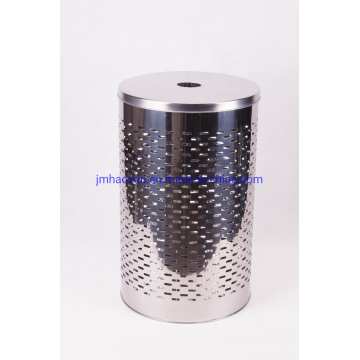 S/S Lid Stainless Steel Round Straight Body Laundry Basket