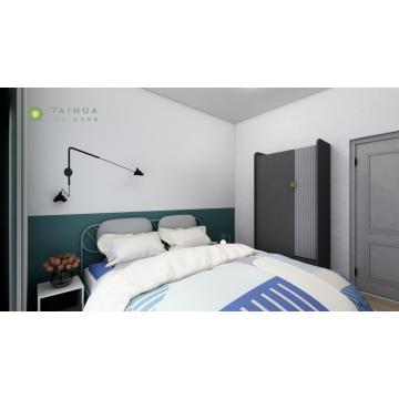 Fashionable Bedroom with Metal tubing Headboard