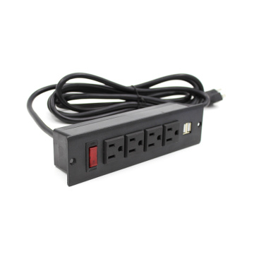 4 Sockets Recessed Power Stripe with USB Ports