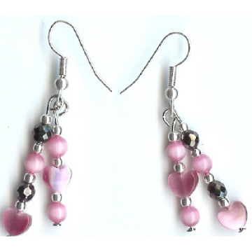 Hematite Earring With 925 Hotpink Silver Hook