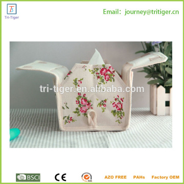 Eco-friend Cotton Blend Linen Multi-fonction Tissue Box Cover Paper Holder Storage Bag