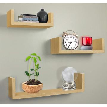 PVC Board Set of 3 floating U  Wall mounted shelves