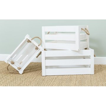 Rustic White Wooden Crate