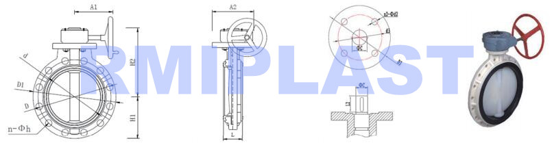 PP butterfly valve Gear Type