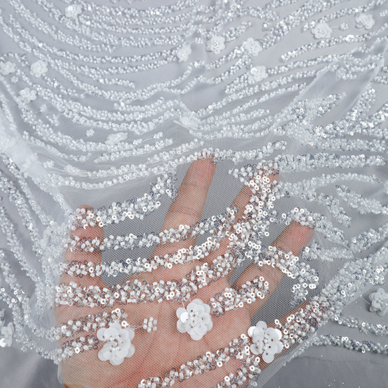 MX718 tulle net mesh  sequin embroidery