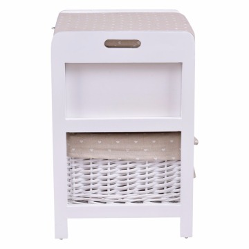 Shabby Chic 3 Drawer Wicker Storage Basket Cupboard Cabinet Unit Bench White