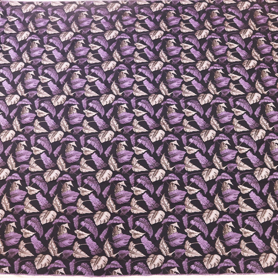 Purple Birds Feather Jacquard Elegant Fabric