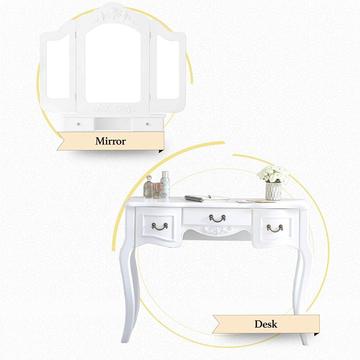 White 5 drawers makeup dresser with mirror